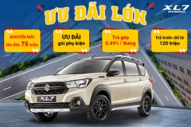 THÁNG 8-2025 : ƯU ĐÃI 100% LỆ PHÍ TRƯỚC BẠ LÊN ĐẾN 75 TRIỆU ĐỒNG KHI MUA SUZUKI XL7 HYBRID