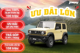 THÁNG 8-2025 : ƯU ĐÃI 100% LỆ PHÍ TRƯỚC BẠ LÊN ĐẾN 100 TRIỆU ĐỒNG KHI MUA SUZUKI JIMNY