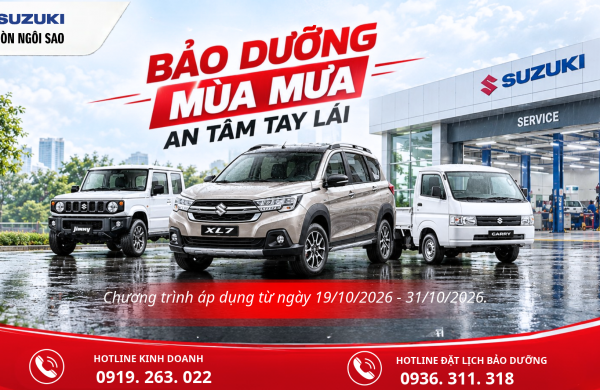 BẢO DƯỠNG MÙA MUA - AN TÂM TAY LÁI | ƯU ĐÃI CHĂM SÓC XE SUZUKI 10/2026